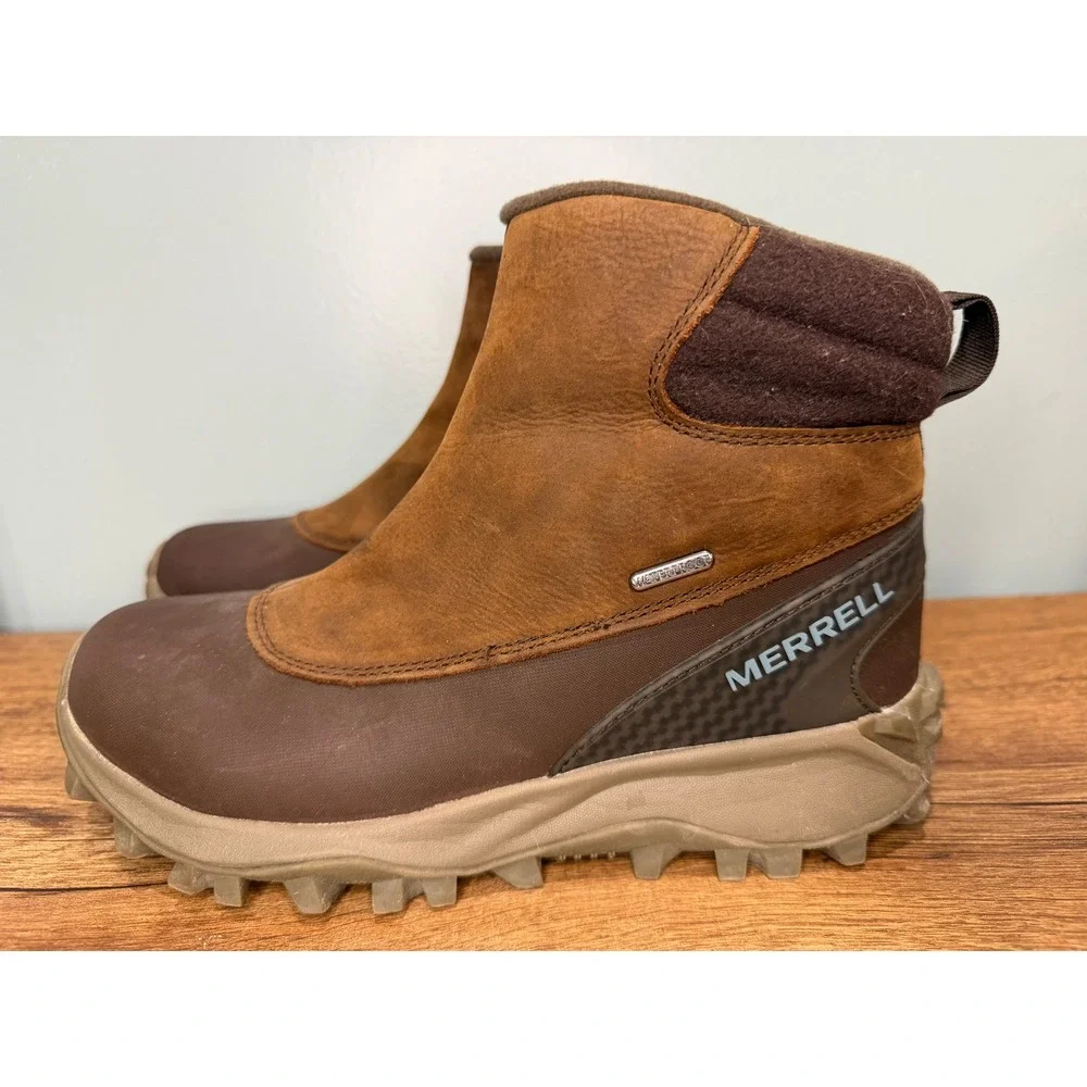 Merrell Thermo Kiruna Mid Zip Waterproof Winter Boots Brown Womens 7.5‎ J035092